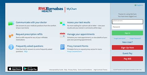 rwjbarnabas login|rwj mychart login portal.